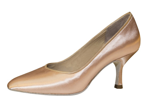 040 | Beige Natural Leather | 21.5cm | 2.5" Slim Heel - Shop4Dancer