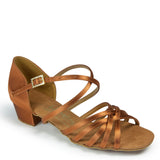 GIRLS FLAVIA - TAN SATIN - CUBAN HEEL - Shop4Dancer