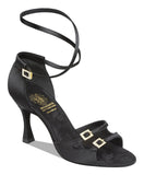 Style 1618 - Black Satin - 2.5" Flared Heel