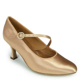ICS ROUNDTOE SINGLESTRAP - TAN SATIN - Shop4Dancer